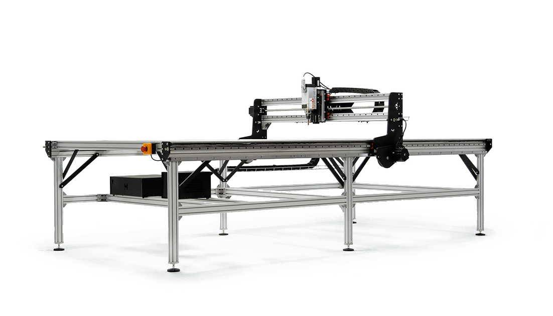 The Mekanika Fab CNC milling machine 3/4 left view on white background