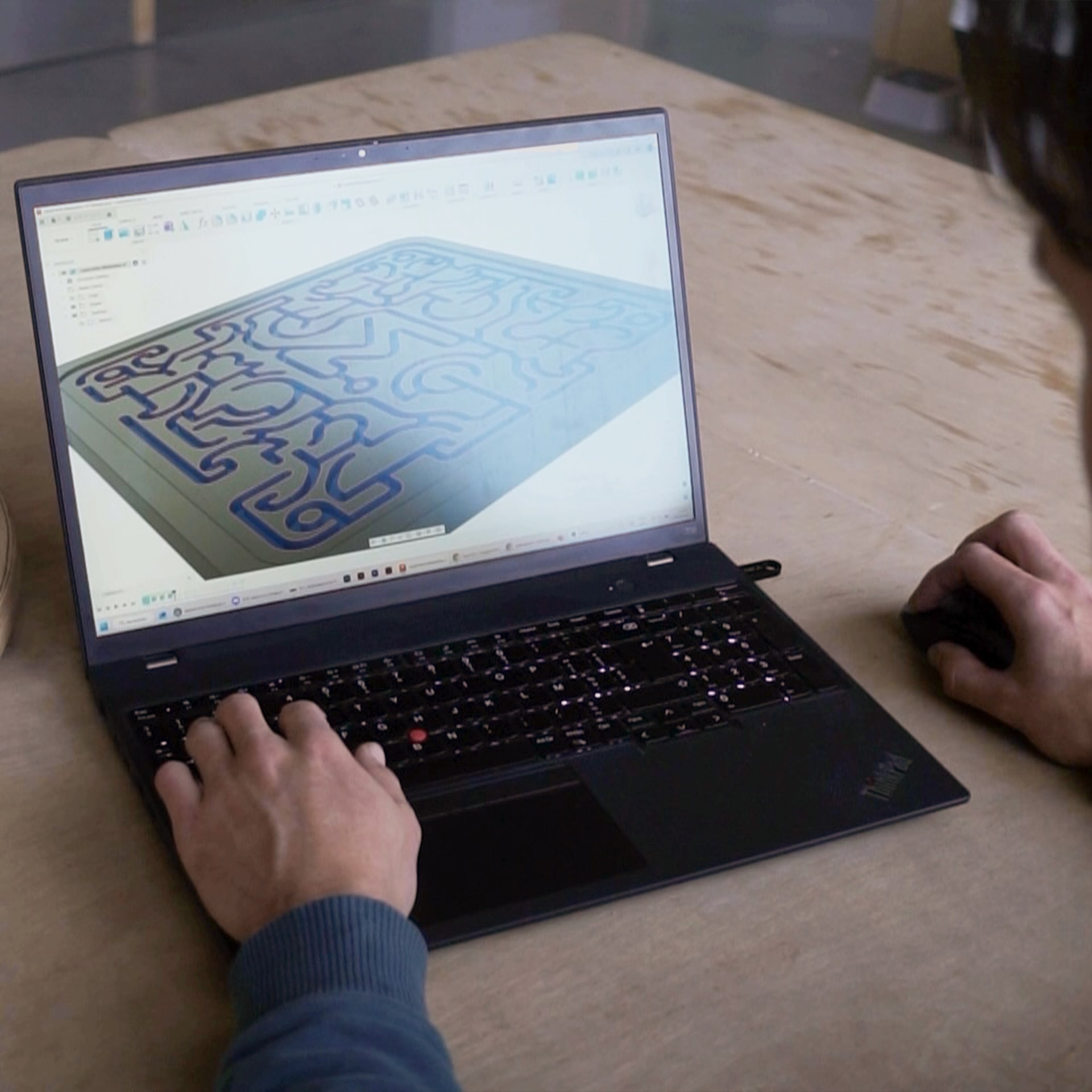 Fusion360 interface with CAM of a marble maze