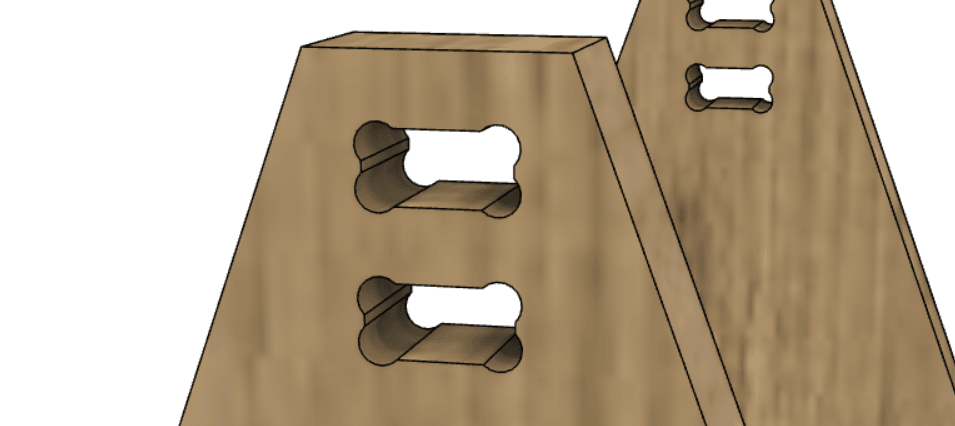 3D model of a piece with a dogbone milled into it