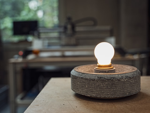 Studio Duplex Designer Lamp made of belgian blue stone CNC milled on Mekanika Pro