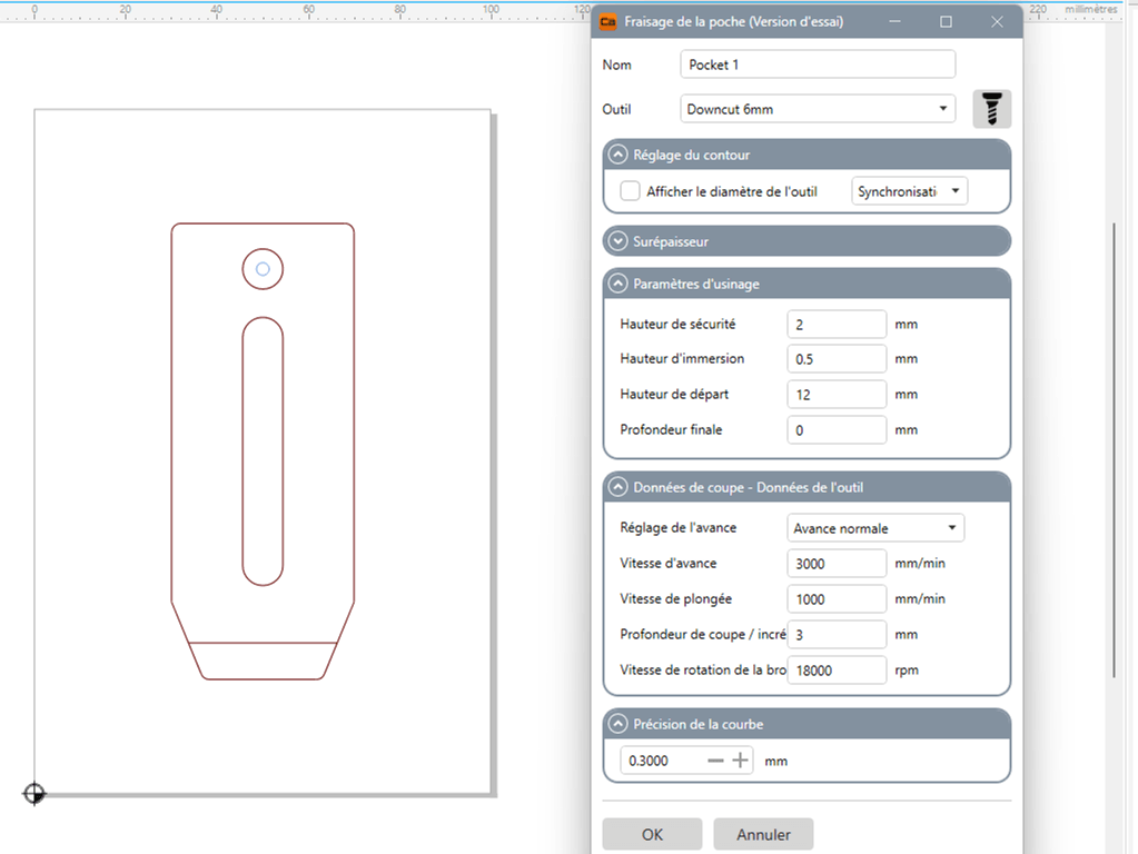A clamp modelled in the CorrelDRAW software interface