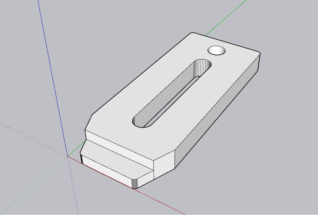 A clamp modelled in Sketch up ready to be milled with a CNC machine