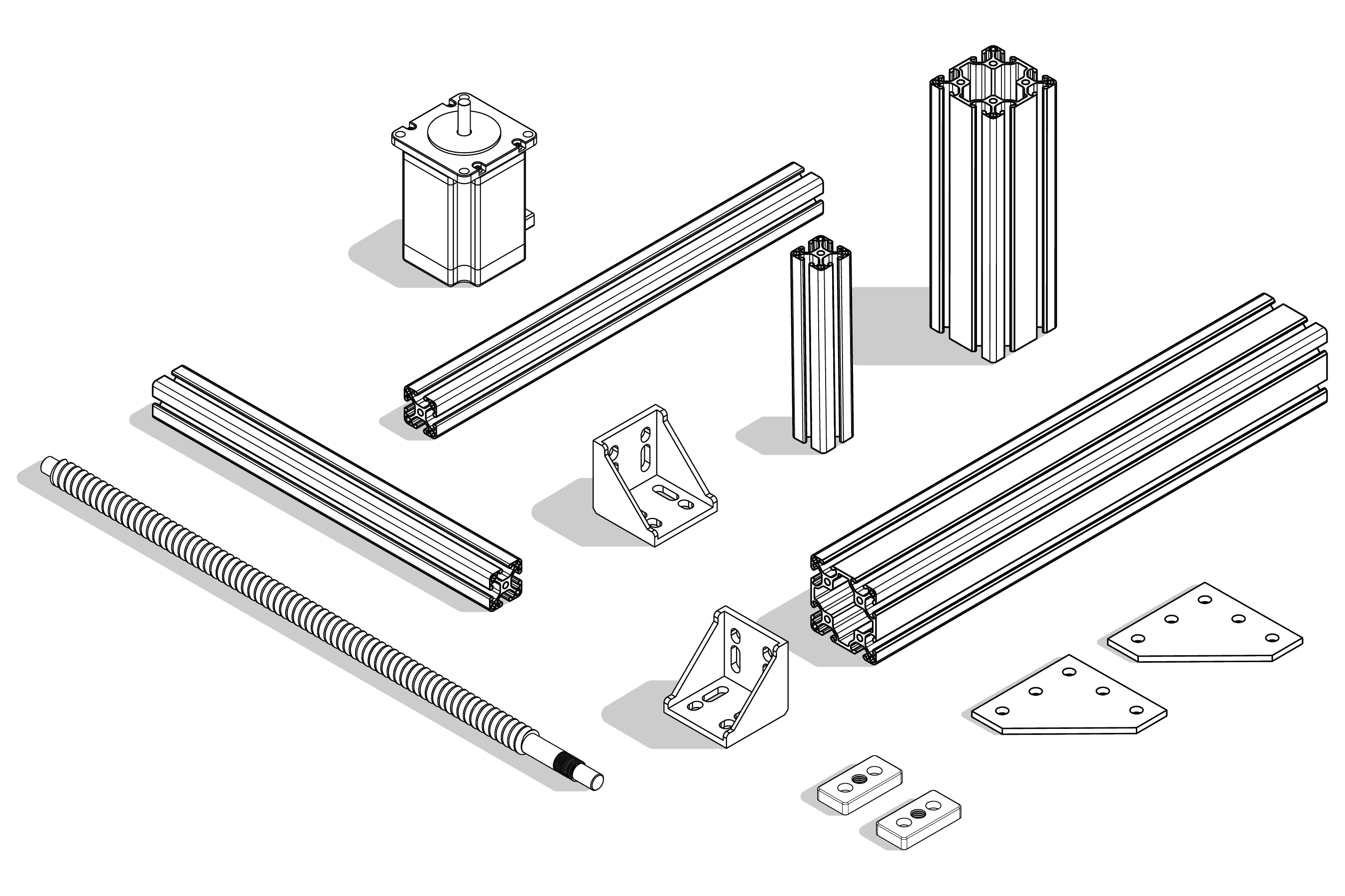 3d drawings of mechatronics parts used in CNC milling applications