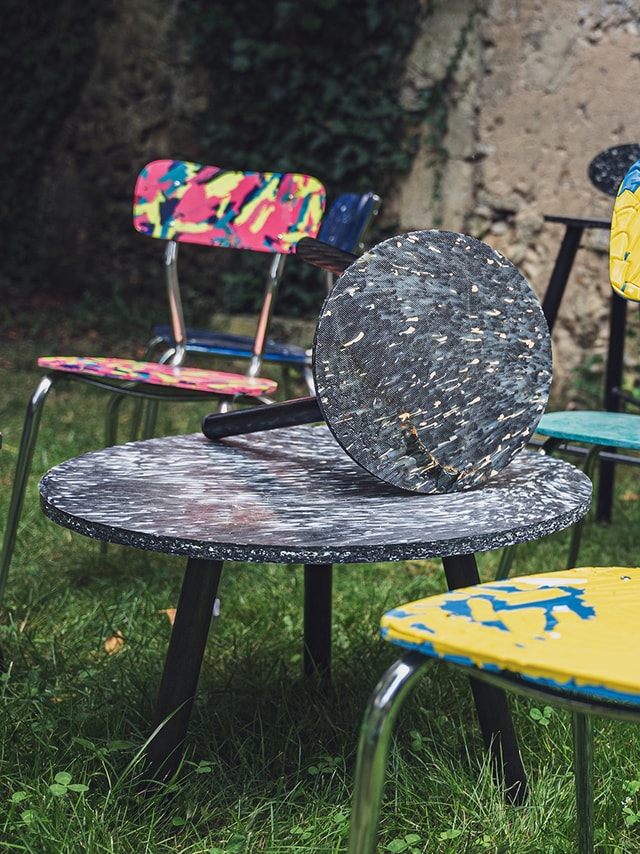 Regeneration Beach Attitude showcasing their finished plastic tables and stools