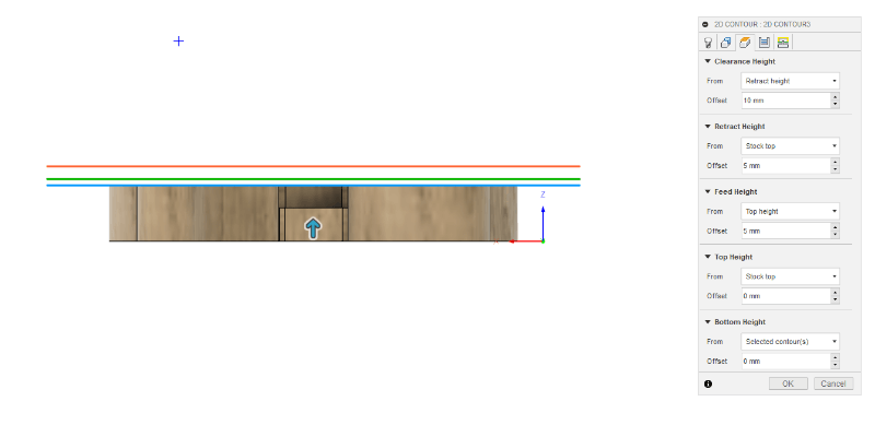 Where to define planes above the model for the end mill to travel when it is not cutting