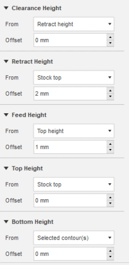 Clearance height, retract height, feed height, top height, bottom eight