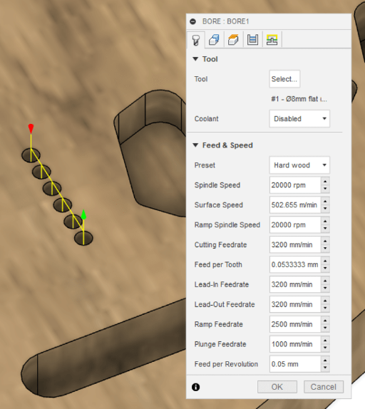 Bore CNC milling operation - Fusion360