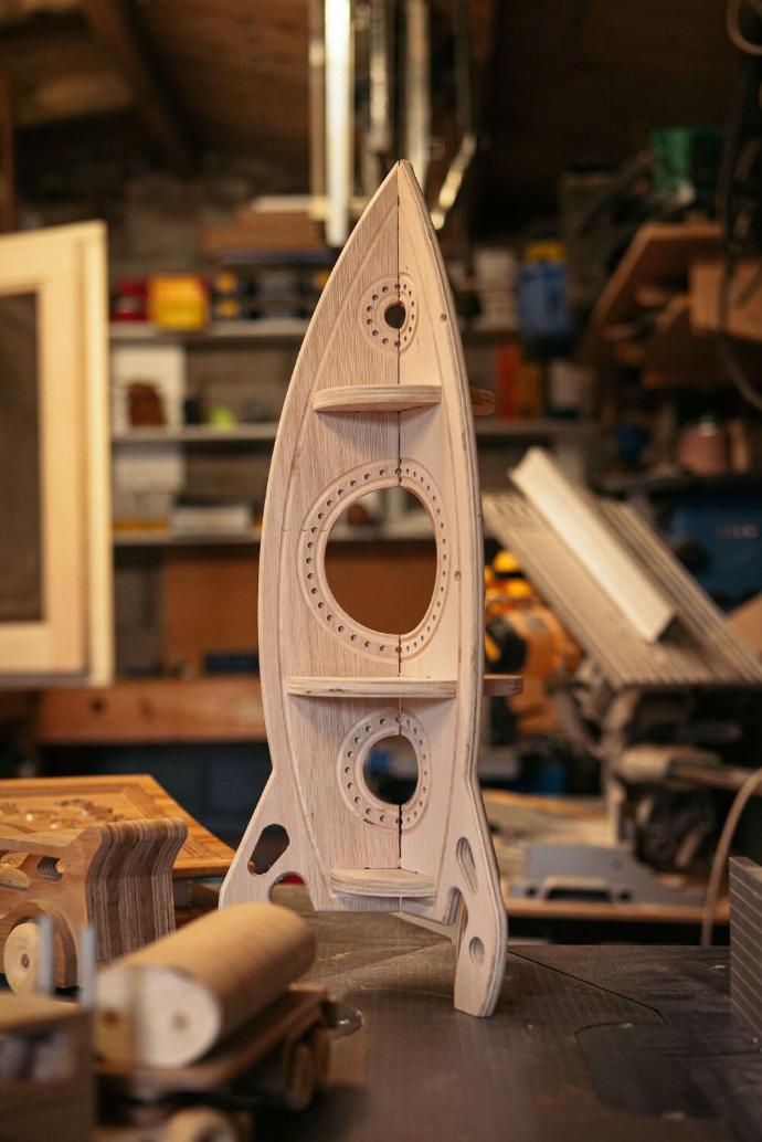 CNC application - wooden toy Wooden rocket toy made with a CNC router