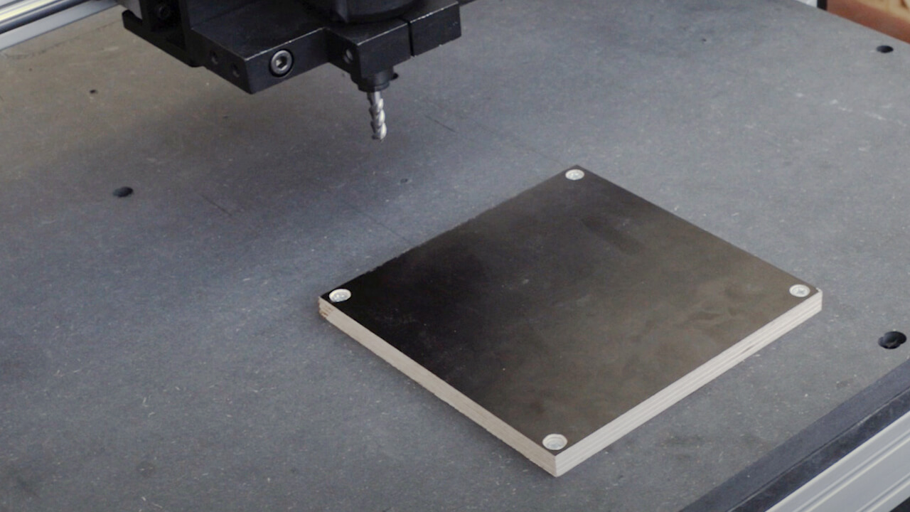 CNC clamping - woodscrews A workpiece attached with wood screws