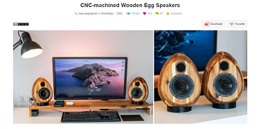Wooden, egg-shaped speakers milled on a CNC machine
