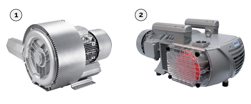 Side-channel blow versus vacuum pump